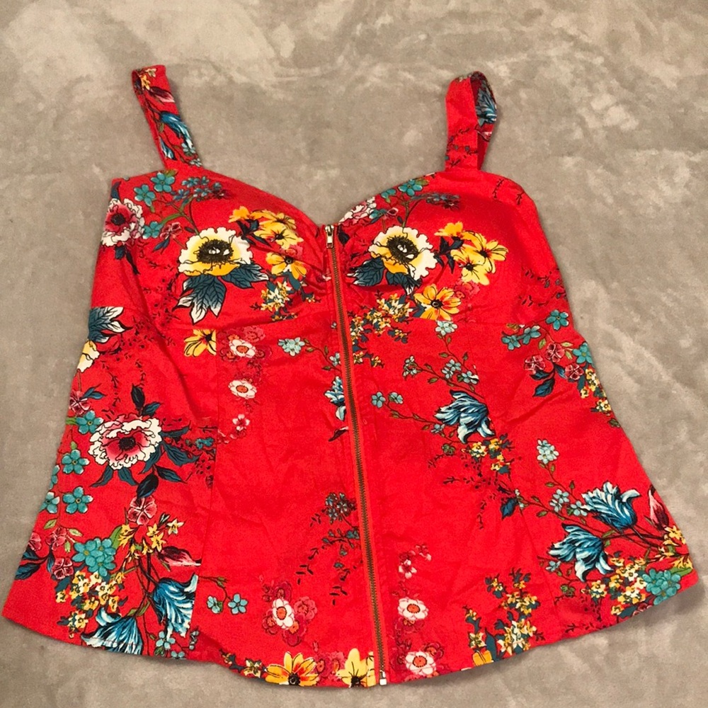 Liberty Love Floral Zip Front Bodice Tank - Size 1X